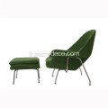 Chaise et Ottomane Saarinen Womb Vert en Laine Cachemire